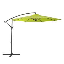 Zenova 10ft patio offset umbrella with 360 degree rotation and cross base, outdoor market umbrella with iron pole details. Corliving Offset Patio Umbrella Lime Green Ppu 440 U Rona