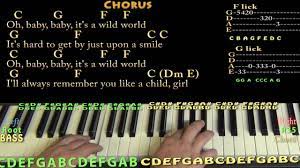 Am d7 g cmaj7 f dm e e7 am d7 g now that i've lost everything to you cmaj7 f you say you want to start something new dm and it's breaking my heart e e7 am you're leaving, baby, i'm grieving d7 g but if you want to leave, take good care, cmaj7 f hope you have a lot of nice things to wear dm but then a lot of nice things e g g7. Wild World Cat Stevens Piano Cover Lesson With Chords Lyrics Youtube