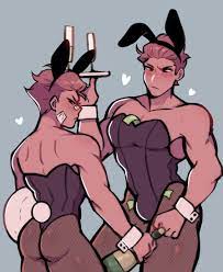 2boys alternate body type alternate character bulge bulge through  clothing bunny bunny boy bunny costume bunny ears bunny tail bunnysuit  champagne champagne flute champagne glass crossdressing dark-skinned male  dark