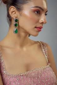 Vivinia By Vidhi Mehra Florence Silver Plated Green Zircon Womens Pair Of  Danglers Earrings -Ve930