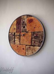 Hodiny Nastenne Paletovo Industry3 Vividoff Wood Clock Design Wall Clock Design Diy Clock Wall
