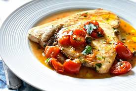Trancio di spada alla siciliana. Pesce Spada Alla Siciliana Bacchette E Pomodoro