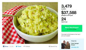 The potato salad kickstarter had raised more than $23,000 at one point, but the total amount pledged has since dropped to just over $15,000 as of this update for. Potato Salad Business Raises 37 000 In Crowdfunding On Kickstarter Glamour