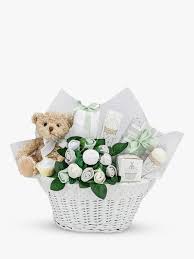 Best funny newborn gift : Babyblooms Bertie Bear S New Baby Gift Basket White