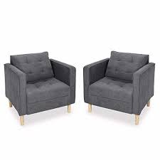 Sthouyn Mid Century Modern Upholstered Fabric Accent Chair With Arms Set Of 2 Armchair Comfy Reading Comfy Reading Chair Fabric Accent Chair Upholstered Fabric