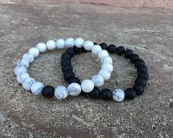 Black And White Relationship Bracelets 2 Pc Set Distance Bracelets Black And White Distance Bracelets Matching Couple Bracelets Relationship Bracelets