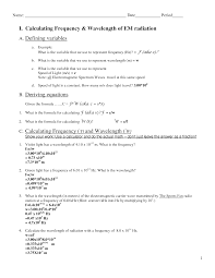 Speed frequency wavelength worksheet as shown in figure 1 light is emitted from the sun in a continuous band of colors with every wavelength having some amount of electric absorption and emission spectra using the attached student. 32 Light Worksheet Wavelength Frequency And Energy Worksheet Resource Plans