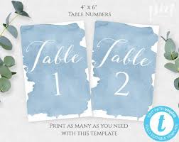 Dusty Blue Table Number Template For Wedding Editable Light Etsy In 2020 Wedding Table Numbers Table Numbers Blue Table