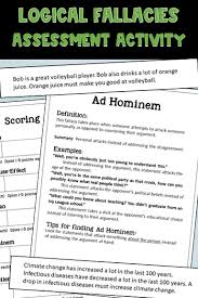 This Logical Fallacies Assessment Activity Is A Fun Way To Analyze And Assess Your Classroom S Understan Logical Fallacies Teaching Homeschool Teaching Writing