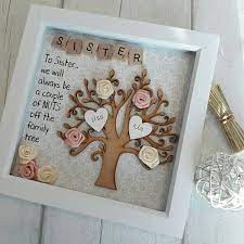 Gift For Sister Gift For Family Family Tree Frame Personalised Scrabble Art Sister Shadow Box Birthday Present For Sister Sister Frame Sister Gifts Diy Christmas Gifts For Sister Birthday Gifts For