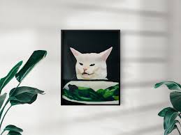 Woman Yelling At Cat Meme Painting Eating Salad At The Table Giclee Print On Glossy Paper Available In Thre Mini Canvas Art Small Canvas Art Painting Memes