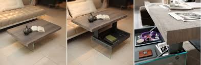 Consider positioning a long coffee table directly in front of the sofa. More Functions In A Compact Design Convertible Coffee Tables
