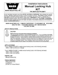 Manual Locking Hub Kit 29071 Fill Online Printable