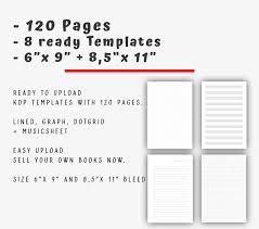 8 X 120 Pages 6 X 9 And 8 5 X 11 Templates For Kdp No Content Templates Ready Kindle Direct Publishing Book Interior Starterset Create Your Own Book Templates Kindle Direct Publishing
