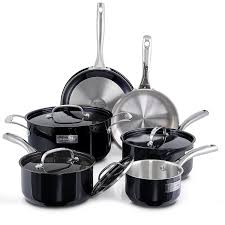 Black And White Pots And Pans Amazon Com Fleischer Wolf Stainless Steel Black Cookware Set 10 Piece Titanium Cuisine Set Oven And Grill Safe Kitchen Pots And Pans Set Dishwasher Saf