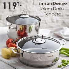 emsan demre 26 cm derin tencere yemek takimi deri pasta