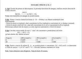 3 Teste De Cinetica Chimie Usoare Materie De Clasa Brainly Ro