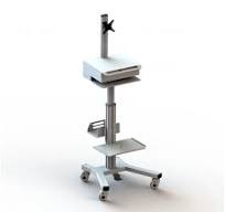 Pneumatic Height Adjustment Hospital Medical Mobile Computer Workstation  Tablet Cart with Monitor Mount