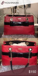 Black And White Striped Purse With Red Bow Kate Spade Shoulder Bag Kate Spade Purse With Large Patent Bow And Metal Chain Strap Black And White Str Kate Spade Shoulder Bag Shoulder Bag Kate Spade Purse