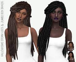Missparaply Ts4 Hallowsims Storm Locs Jumbo Box Sims Hair Sims 4 Curly Hair Sims 4 Afro Hair