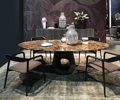 horm table ronde barbara o 160 cm marbre emperador plateau en marbre et base en ciment gris fonce myareadesign it