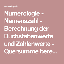 Numerologie Namenszahl Berechnung Der Buchstabenwerte Und Zahlenwerte Quersumme Berechnenn Numerologie Nummerologie Heilen