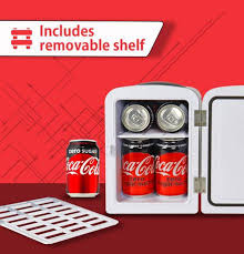 The koolatron vending fridge is ideal for people who want a small coca cola retro mini fridge, as it is perfect for storing soda cans and is small enough to fit in a bedroom or games room. Coca Cola 6 Can Ac Dc Electric Cooler Fridge 4 2 Quarts 4 Liters Walmart Canada