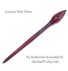 Hair Stick Pin Wooden Hand Turned Raspberry Twist Etsy Hair Sticks Wooden Hand Stick Pins