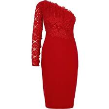 River Island Dark Red Lace One Shoulder Bodycon Dress 110 Liked On Polyvore Featuring Red Lace Cocktail Dress Cocktail Dress Lace Dark Red Cocktail Dress