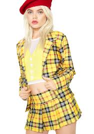 Black And White Plaid Skirt And Jacket Set Get A Clue Costume Set Ugh As If Tell Em Whatever In This Cute Af Yellow Plaid Costume That Includes A Lil Mi School Girl Costume Rave Wear Clothes Design