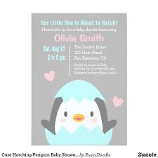 Cute Hatching Penguin Baby Shower Invitations Zazzle Com Penguin Baby Shower Invitations Penguin Baby Showers Baby Shower