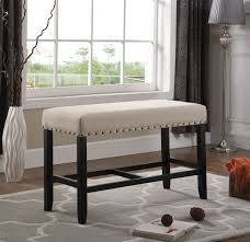 Bar height tables & chairs. Roundhill Biony Tan Fabric Counter Height Dining Bench With Nailhead Trim Walmart Com Walmart Com