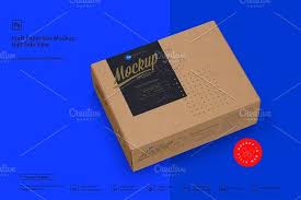 Opened box packaging front & side views psd mockup. Kraft Paper Box Mockup Half Side Vie Box Mockup Paper Box Mockup