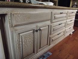 Finish the island by installing the countertop. Crackle Finish On Kitchen Island Mcfarland Home Decor Decor Kitchen Cabinets