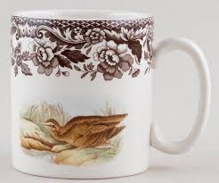 Spode woodland quail dinner plate : Spode Woodland Brown With Colour Mug Snipe And Quail C2007 Lovers Of Blue And White