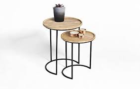 Modern black metal accent table, small. Lifa Living Set Of 2 Stackable Side Tables For Living Room Round Vintage Nest Coffee Tables For Small Spaces Stacking Wooden Metal Coffee Nesting End Tables Pre Assembled 15kg Capacity Buy Online