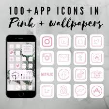 100 App Icons For Ios 14 In Pink And White Ios14 App Icons Etsy App Icon Icon App