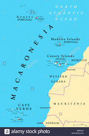 So blieben sie weitestgehend vom massentourismus verschont und sind für viele urlauber immer. Makaronesien Politische Karte Azoren Kap Verde Madeira Und Die Kanarischen Inseln Sammlung Von Vier Inselgruppen In Den Nordatlantik Stockfotografie Alamy