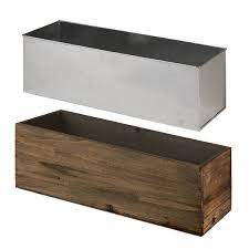 Don't you just love the texture the panels add to the side of this planter? Wood Rectangle Planter Box With Zinc Liner Glass Vases Depot