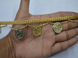 1 5 Indian Decorative Gold Coin Fringes Trim By 4 Yard Home Decor Curtain Crafting Designer Sewing Supplies Gold T Sewing Accessories Trims Fashion Gold Coins