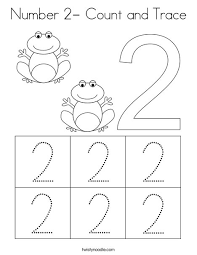 Number 2 Count And Trace Coloring Page Twisty Noodle Cardinal numbers worksheet (1 to 10): number 2 count and trace coloring page
