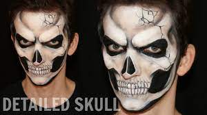 Do not forget to paint your face with white color and fake blood dripping from the lips. Realistic Skull Halloween Makeup And Face Painting Tutorial Youtube