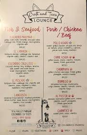 Los junior's is a hidden gem for mexican food aficionados. Craft And Taco Lounge Menu In Escondido California Usa