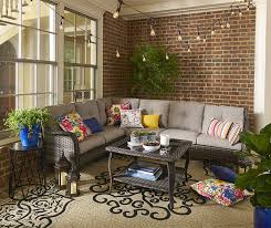 Wilson Fisher Oakmont Gray Cushioned Patio Sectional Coffee Table Set Big Lots In 2020 Patio Sectional Wicker Patio Sectional Sectional Coffee Table