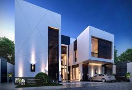 Exclusive facade design with conceptual lighting highlighting architectural details. Modern Villa Design Saudi Arabia Itqan 2010