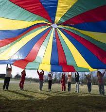 A playground parachute is a round, multicolored, nylon sheet commonly 20 to 30 feet in diameter. Pin On Little Happies