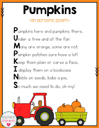 Fall Poetry Acrostic Poetry Month Poems