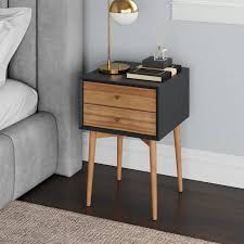 Gilligan 2 Drawer Nightstand In 2020 Mid Century Side Table Wooden Side Table Brown Nightstands