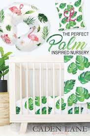 Tropical paradise flamingo ruffled crib bedding. Loving This Watercolor Palm Leaf Crib Bedding Tropical Nursery Girl Tropical Nursery Nursery Decor Girl