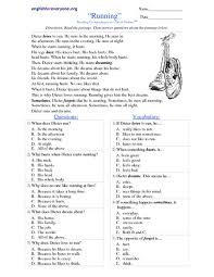 4th grade reading comprehension activities: Running Reading Comprehension Short Stories Worksheet For 3rd 4th Grade Lesson Planet